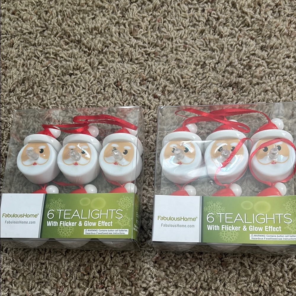 NEW Set of 12 Fabulous Home Santa Tealights with Flicker & Glow